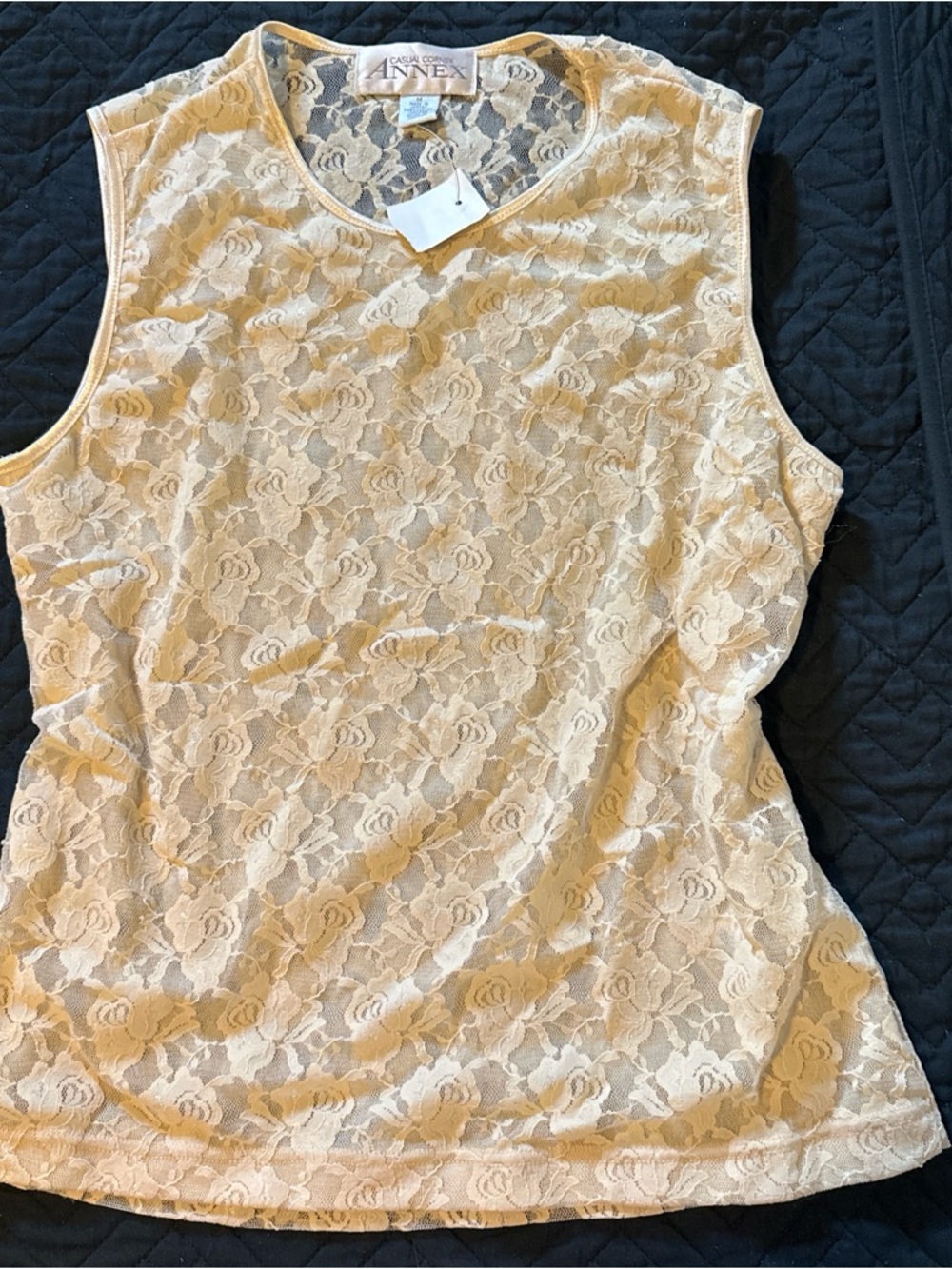 Vintage coquette Lace Sleeveless Top in Cream